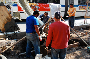 pouring cement
